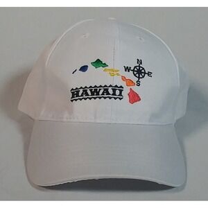 Surfware White Hawaii Casual Hat Cap‎ Adult Adjustable Strapback Dad Embroidered